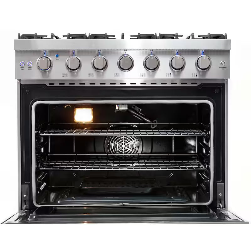 36 in. 6.0 cu. ft. Gas Range with Convection Oven in Stainless Steel W398121