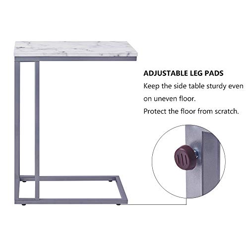 C-Shape Faux Marble Side Table with Metal Frame E64906