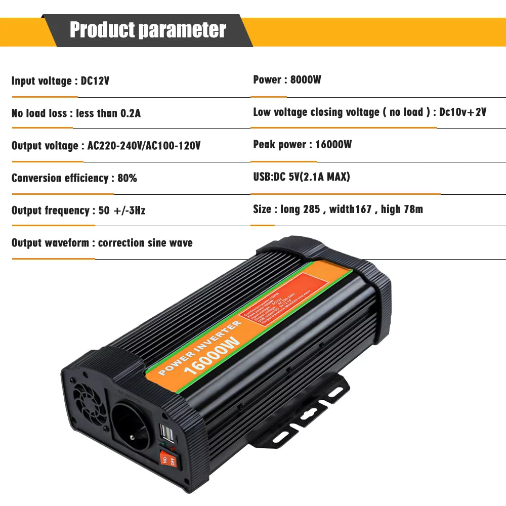 16000 Watts Power Inverter Converter DC 12V to AC 110V G1411