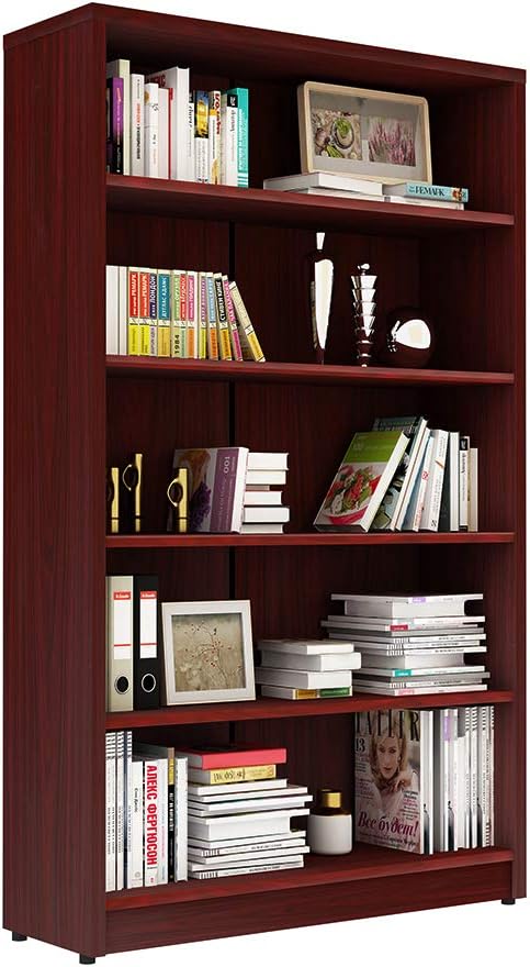 Mahogany 4-Shelf Wood Bookcase B56866