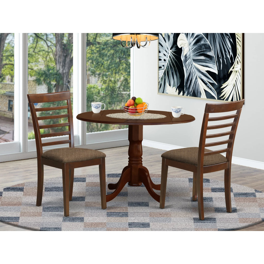 Mahogany Dining Set with Ladder Back Fabric Chairs T414540