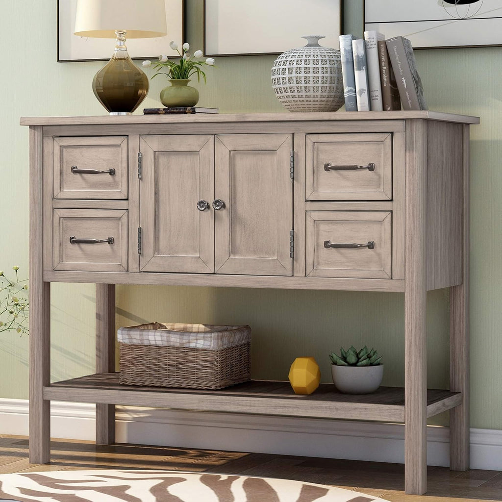 Wood Console Table with Drawer and Bottom Shelf U358396