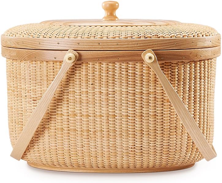 Cane-on-Cane Weave Basket with Two Swing Handles L232149