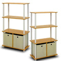 4-Tier Storage Rack Shelving Unit with Bins, Set of 2 N668