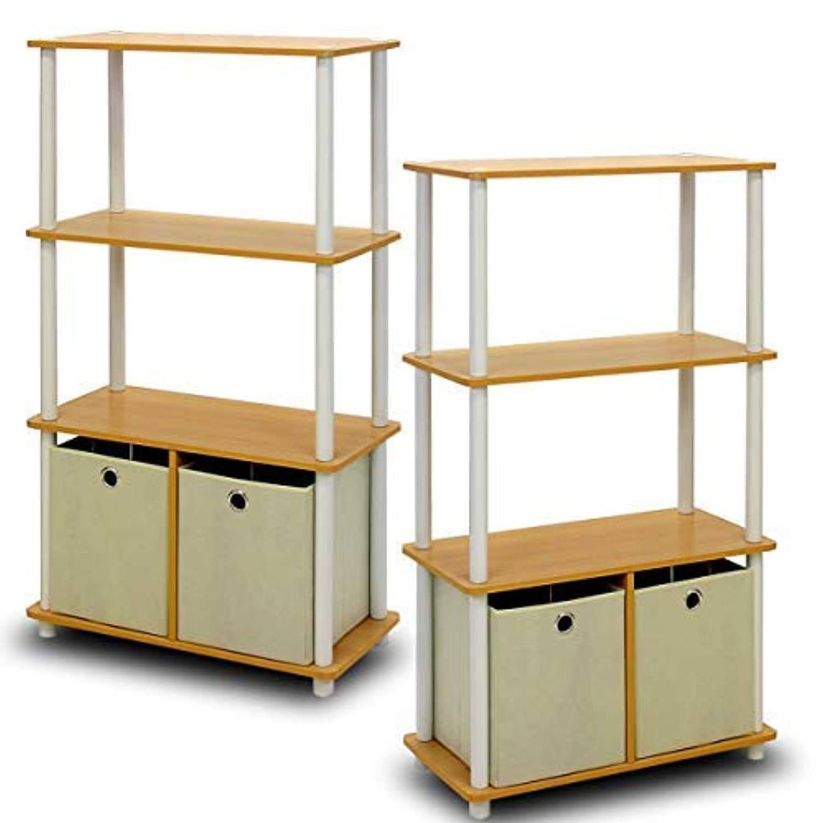 4-Tier Storage Rack Shelving Unit with Bins, Set of 2 N668