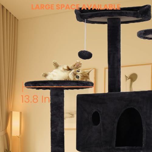 Dark Gray Multi-Level Cat Tree with Scratching Posts A603737