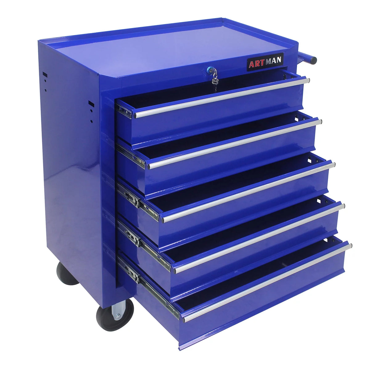 Rolling Tool Chest with 8 Drawers, Red Lockable Storage Cabinet R30096
