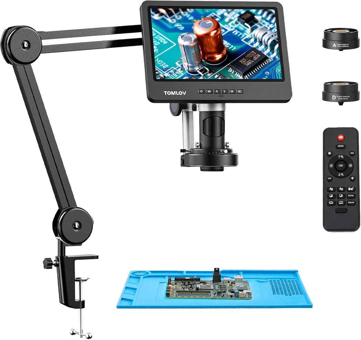 Flex Digital Soldering Microscope 2000x, 10.1" HDMI Microscope with 3 Lens, Ring Light, 64GB J662068
