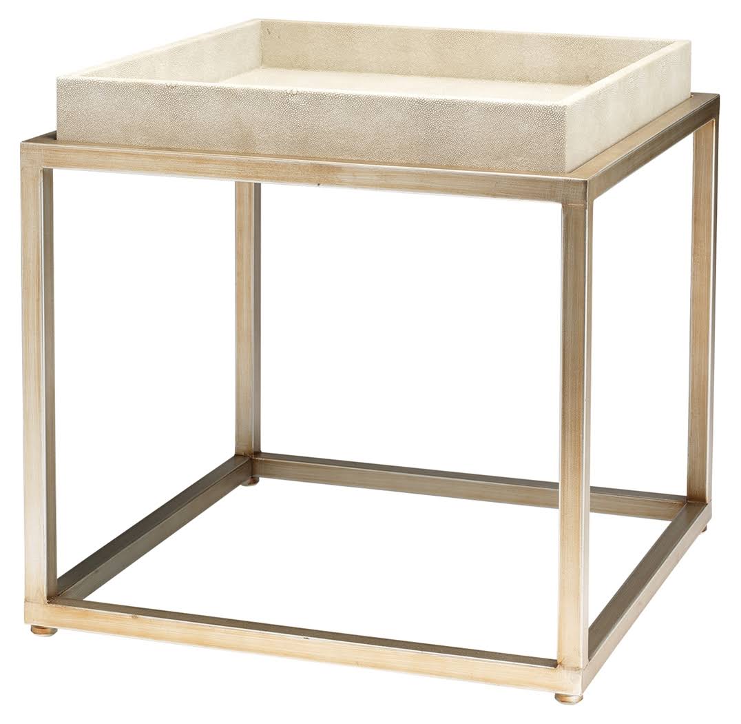 White Leather Square Side Table X42294