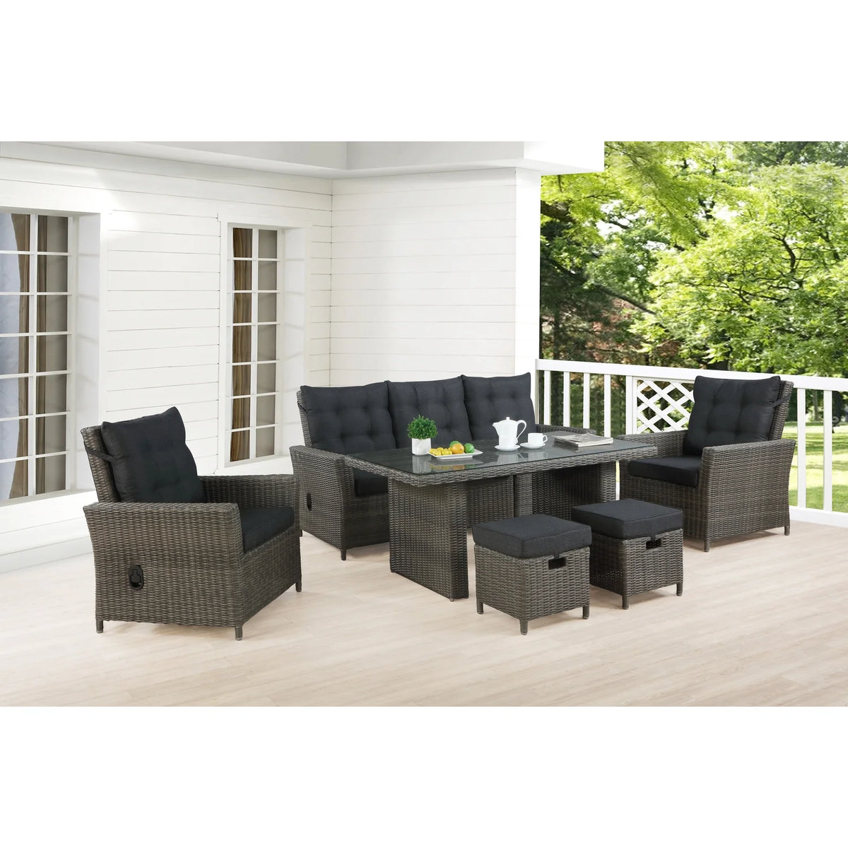 6-Piece Outdoor Seating Set with Reclining Sofa and Cocktail Table M23491