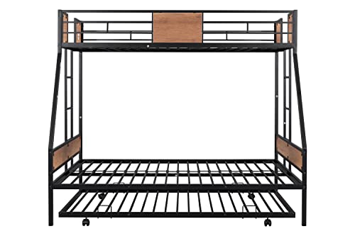 Black Twin Over Full Metal Bunk Bed Frame with Trundle K388064