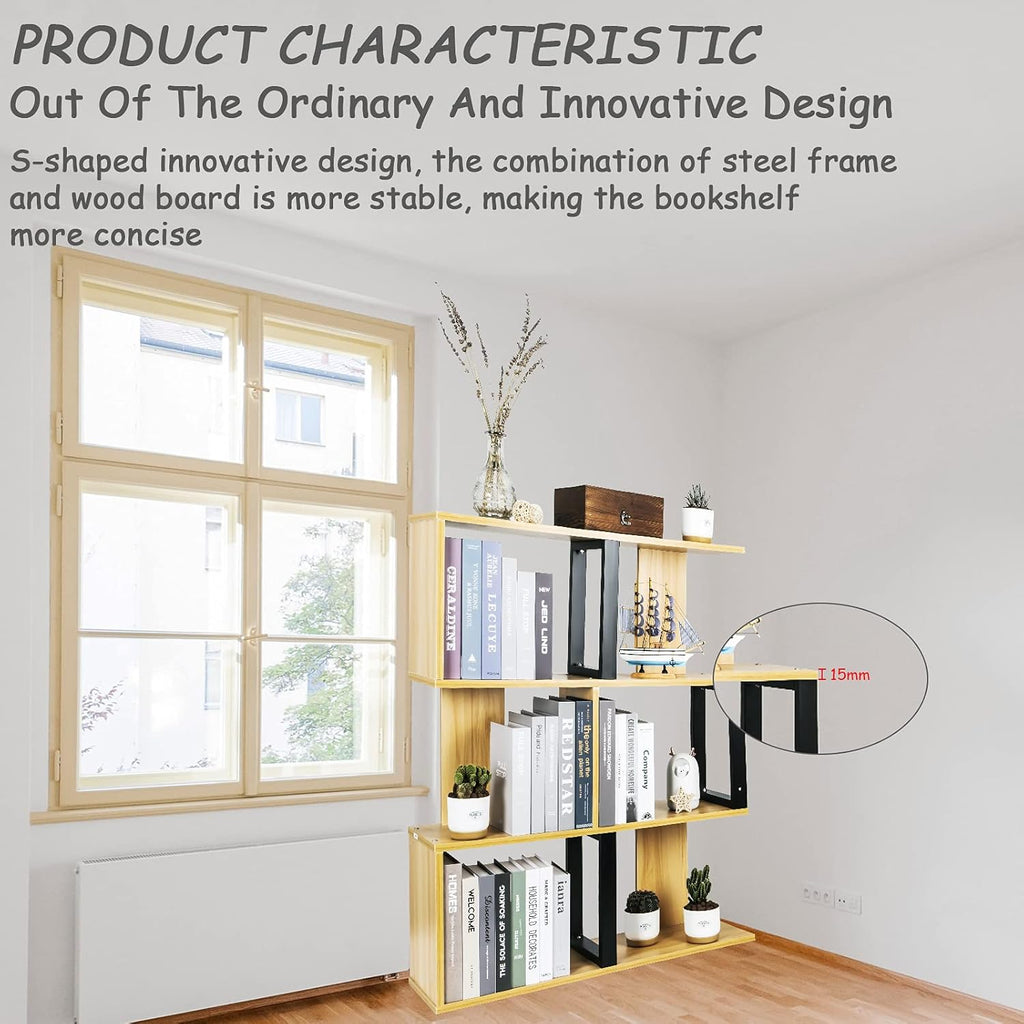 3-Tier Ladder Bookshelf with Storage Organizer, Walnut J475