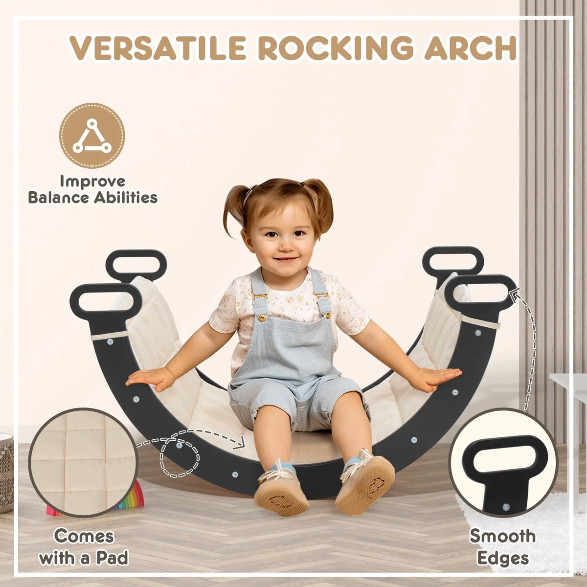 Foldable Wooden Climbing Triangle Arch with Ramp and Slide G372211