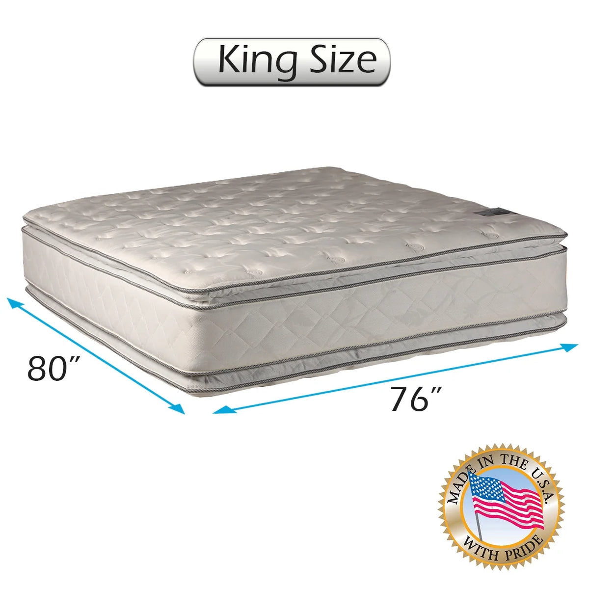 Double-Sided PillowTop Plush Mattress with Cover King 76x80x12 M631351