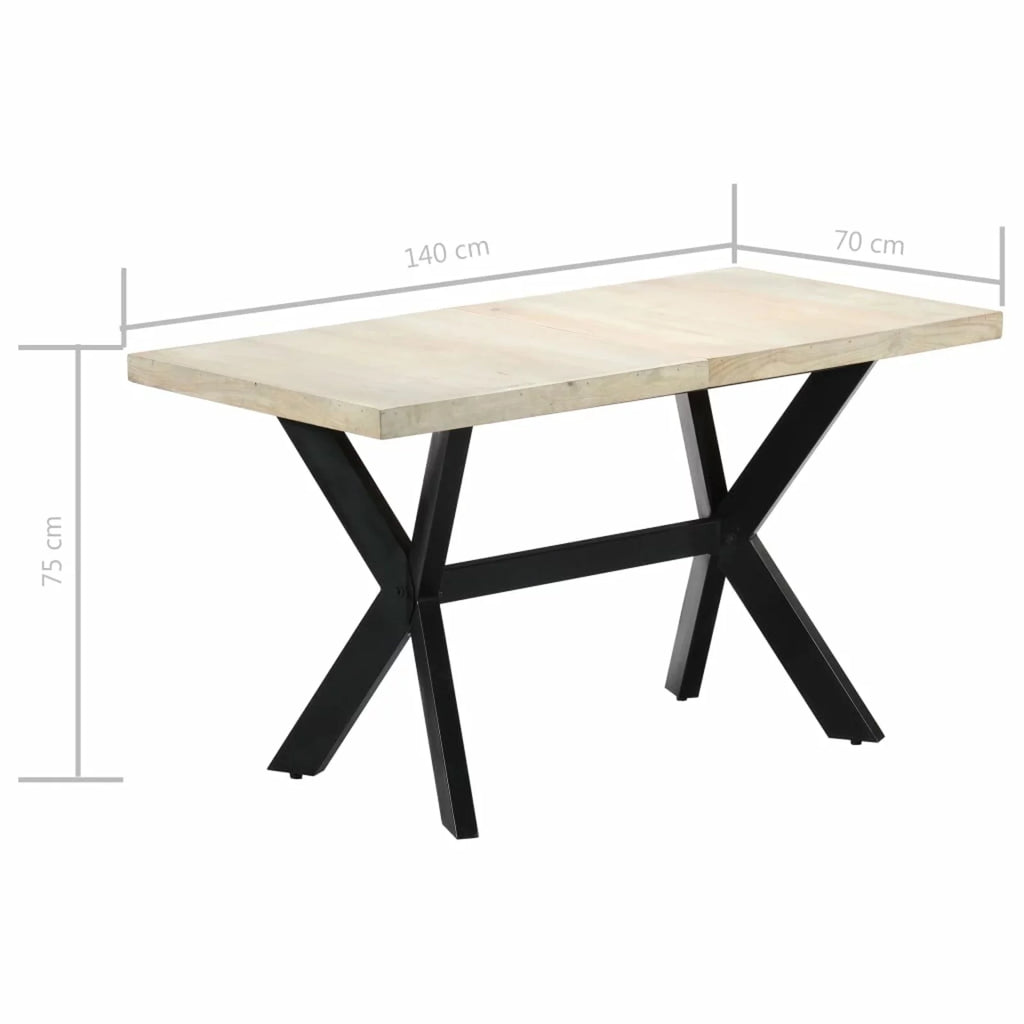 Modern Dining Table Mango Wood Tabletop Steel Frame 55.1 Inches A2737