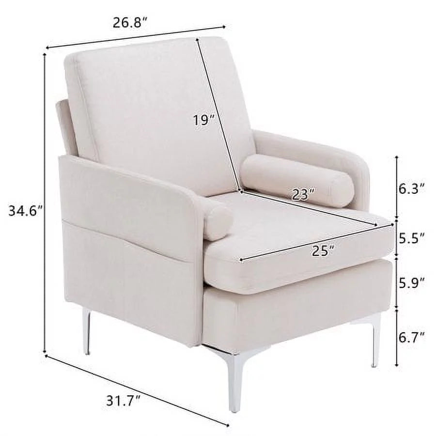 Grey Extra Wide Accent Chair with Side Pocket Q29911