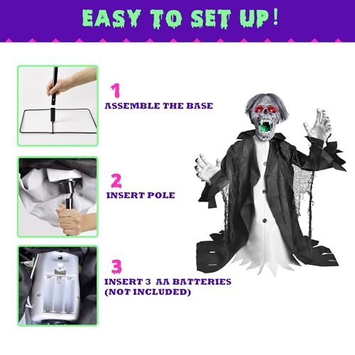 Animatronic Zombie Groundbreaker Outdoor Decoration with Light and Sound I9668