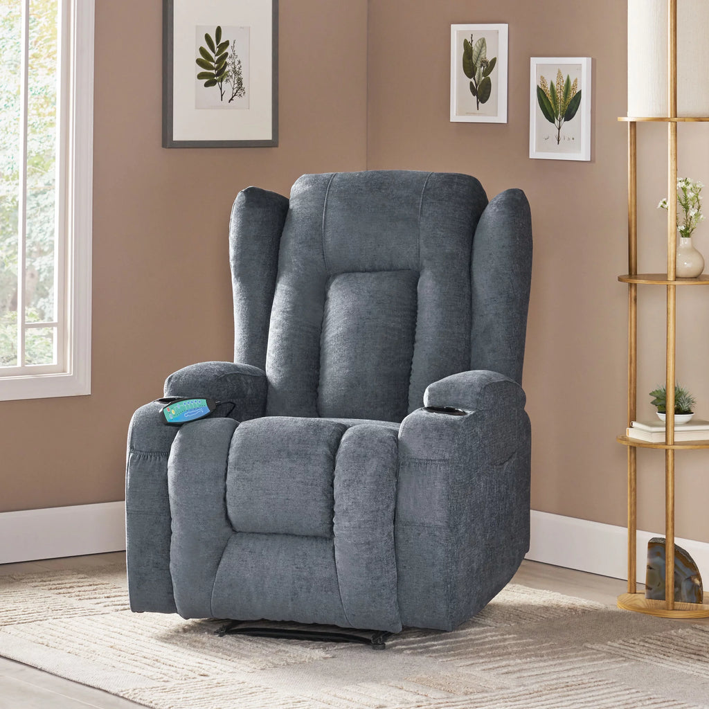 Charcoal Fabric Tufted Massage Recliner U690150