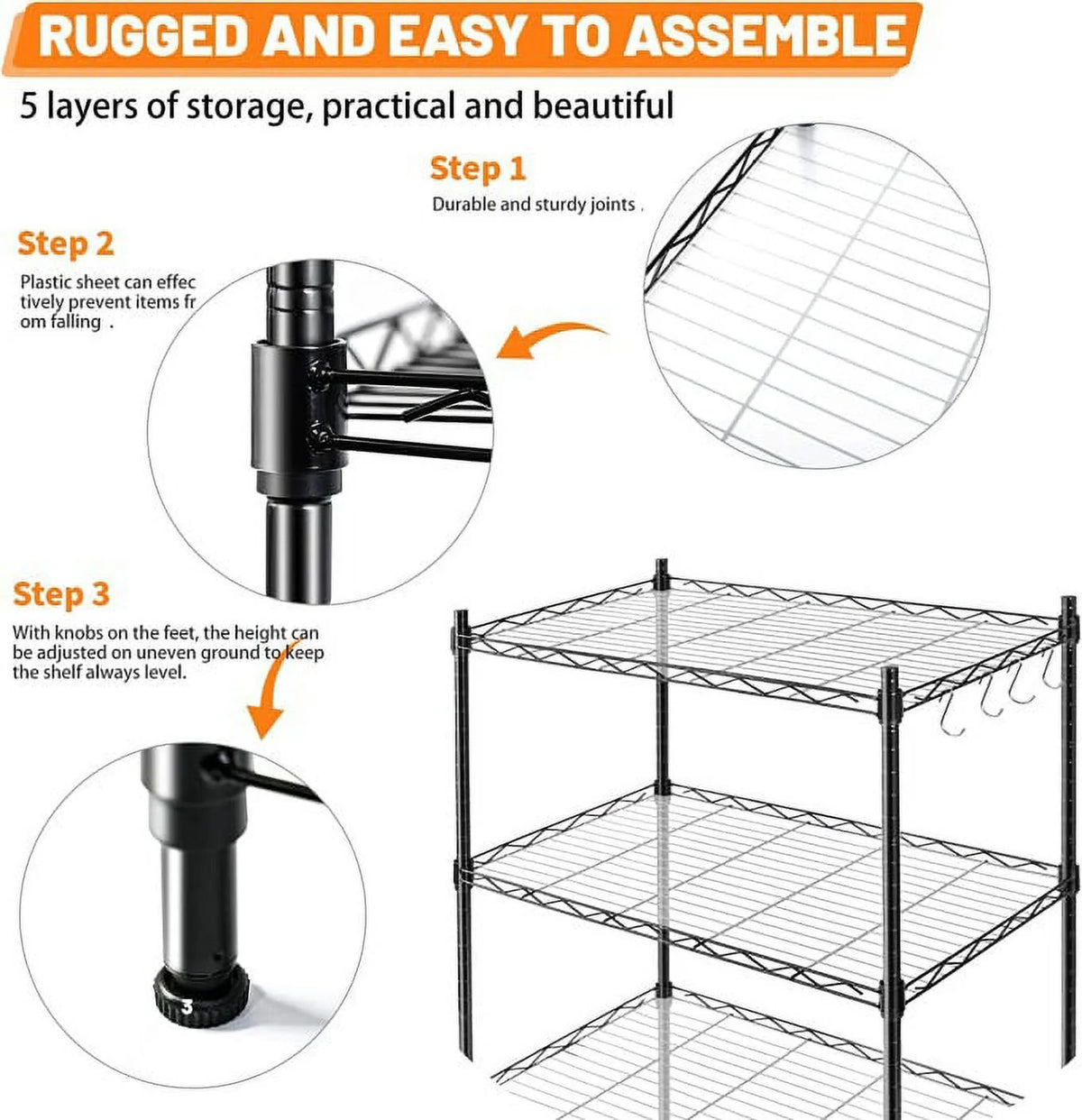 5 Tier Wire Shelf Unit H46461