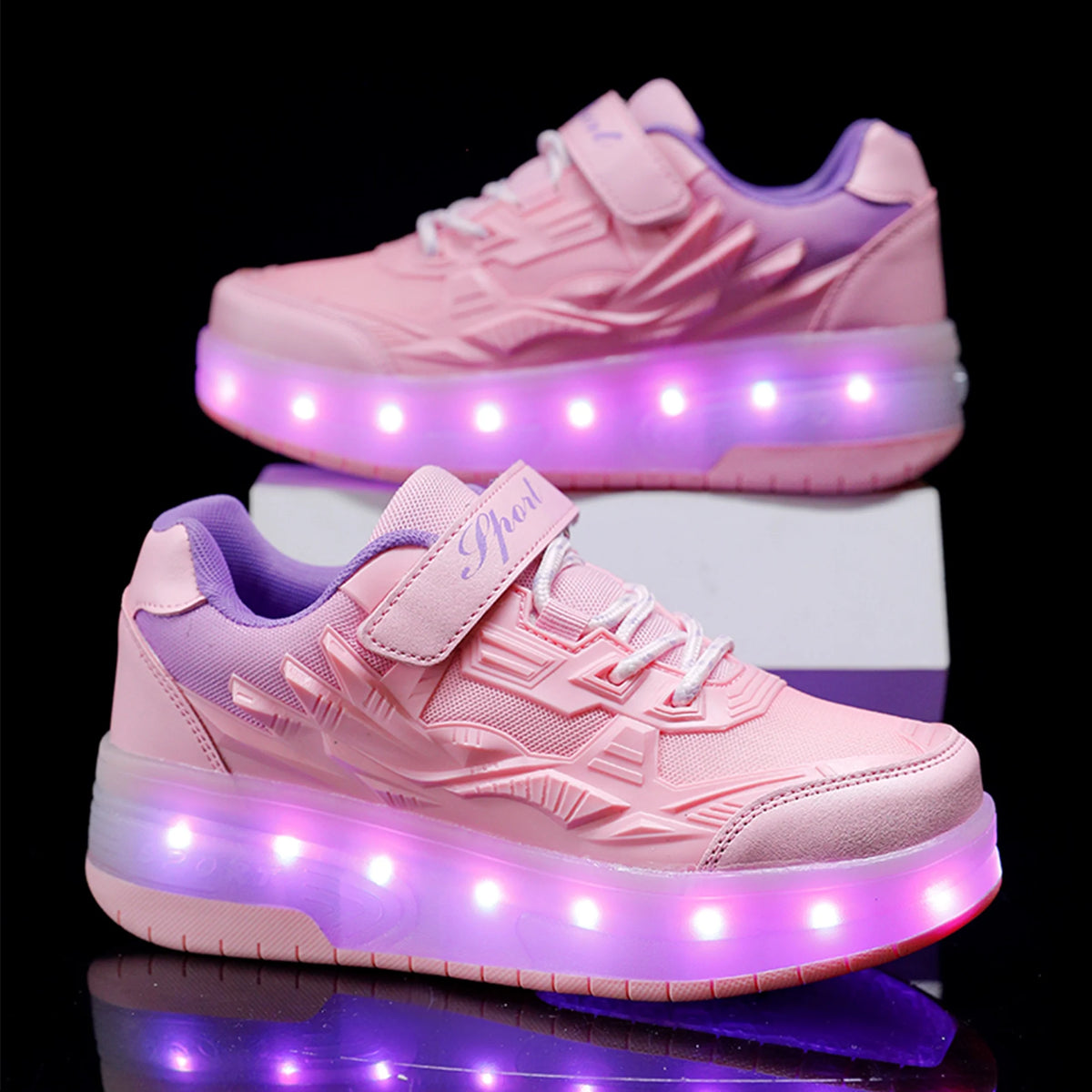Child Teen Roller Skates Double Wheel Shoes Light Up LED shoe 12.5 size P339