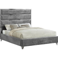Grey Velvet Queen Bed F228