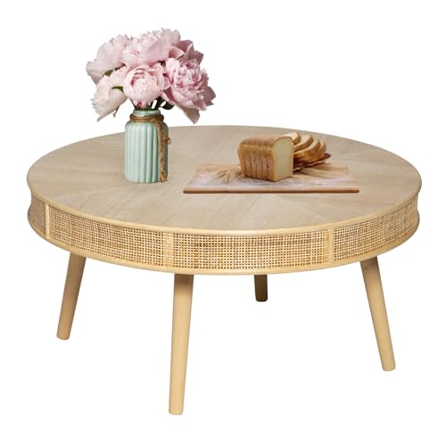 2-Piece Solid Wood Rattan Coffee Table Set C5879