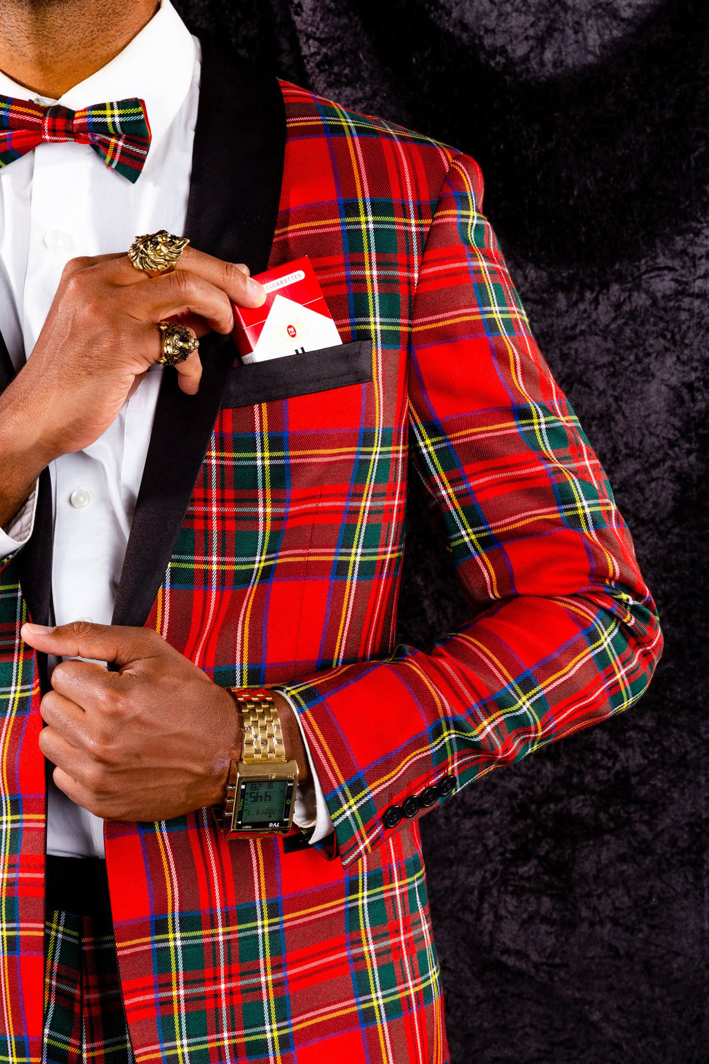 Tartan Plaid Tuxedo Size 40 Black/Red B32936