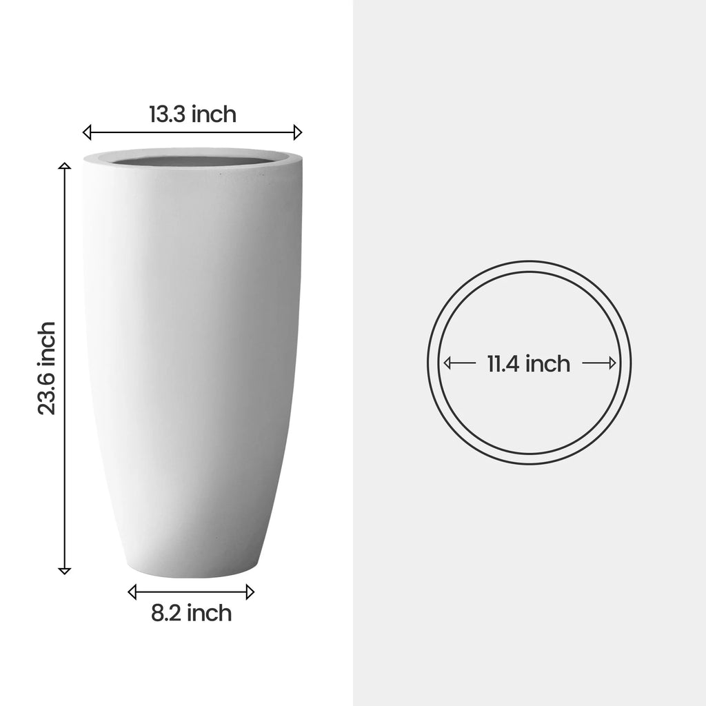 24" White Concrete Tall Planter Set of 2 Q85183