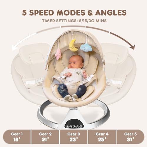 Pink Motorized Baby Swing with Bluetooth Music Speaker Q7241