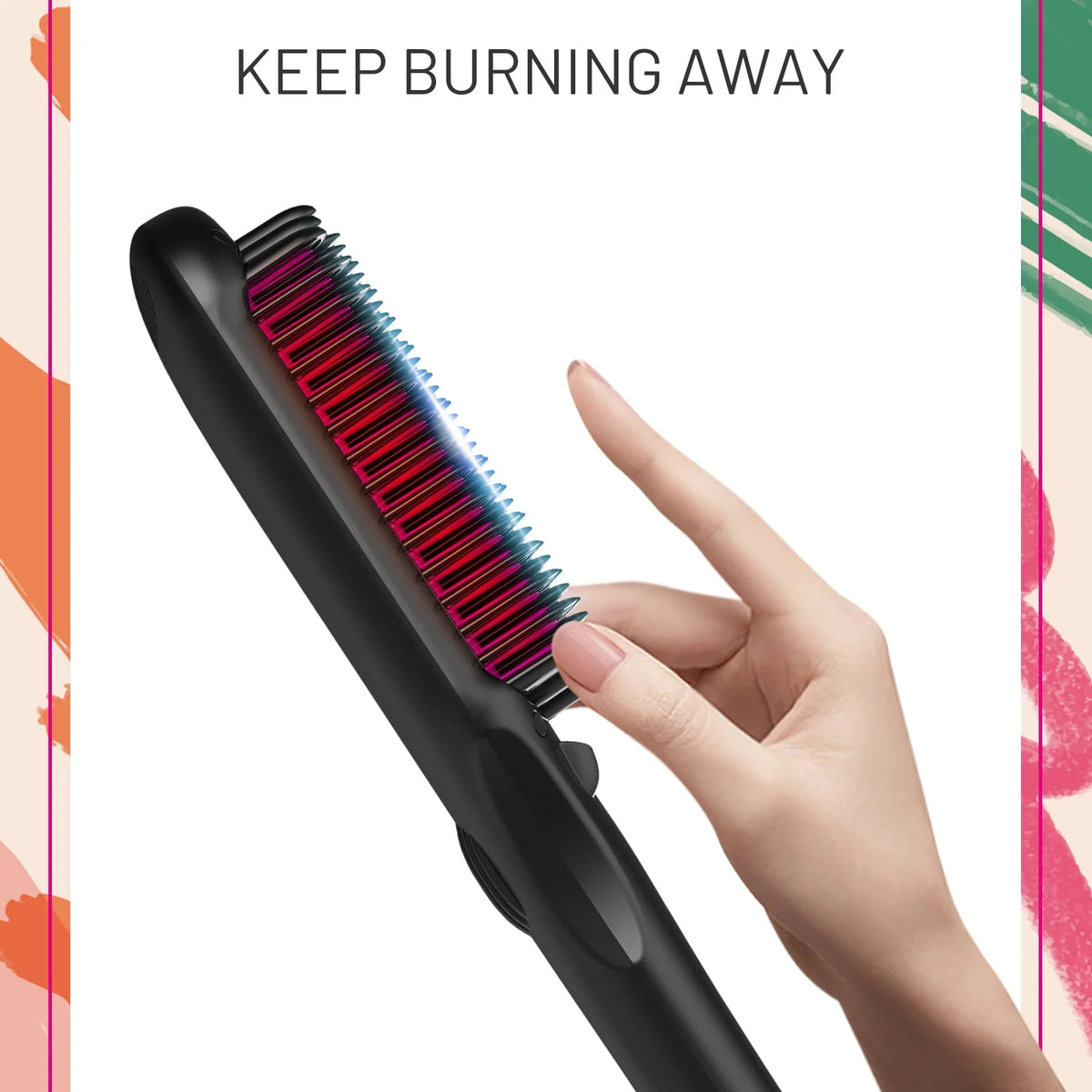 Ionic Hair Straightener Brush with 16 Heat Levels F555