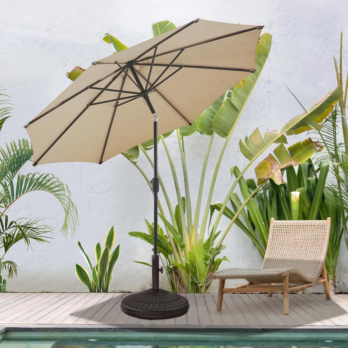Olefin Patio Umbrella with 8 Ribs & Push Button Tilt U9967