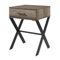 1 Drawer Metal and Wood Side Table N819