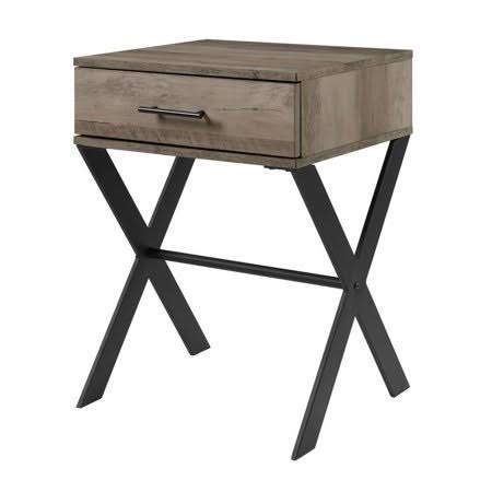 1 Drawer Metal and Wood Side Table N819