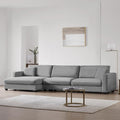 Beige Oversized Corduroy L Shaped Sectional Sofa with USB Charging Port and Cup Holder Q7186