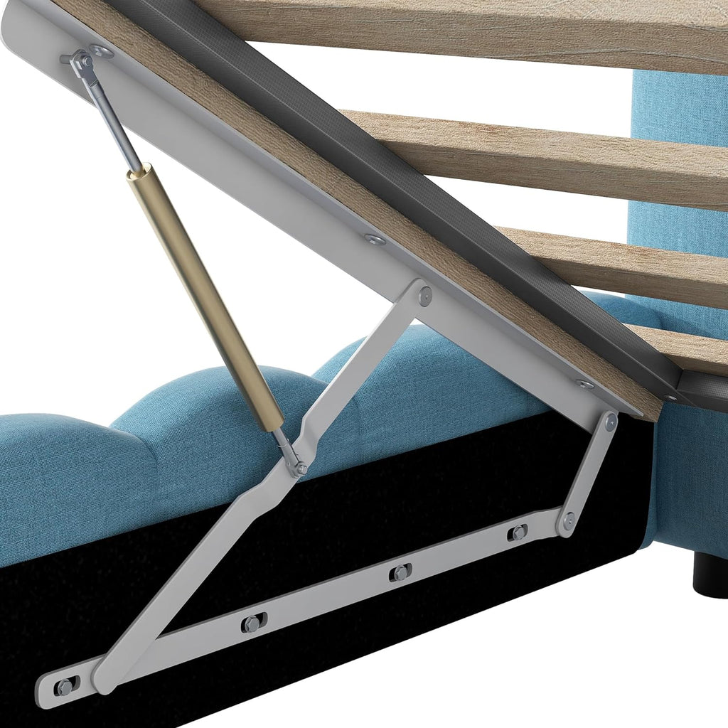 Queen Size Upholstered Storage Bed Frame with LED Headboard S53155
