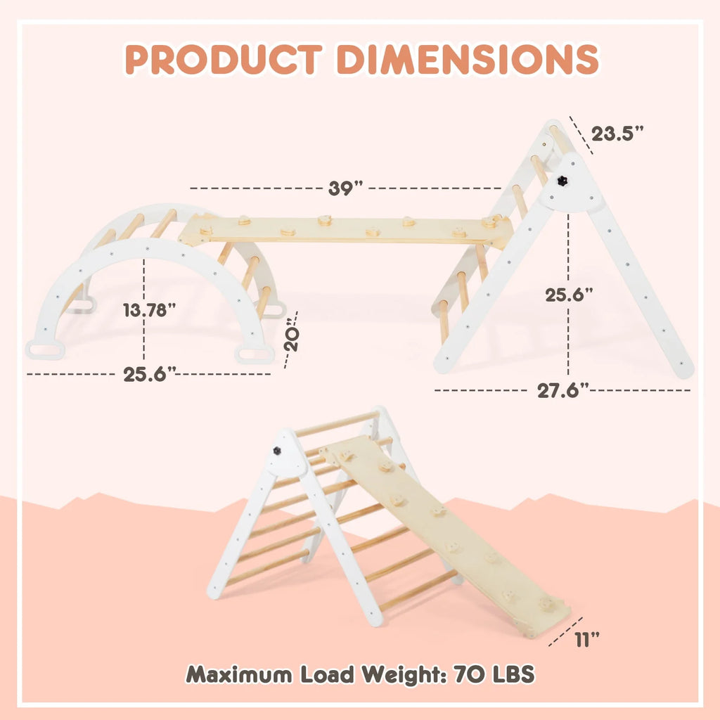 Foldable Wooden Climbing Triangle Arch with Ramp and Slide G372211
