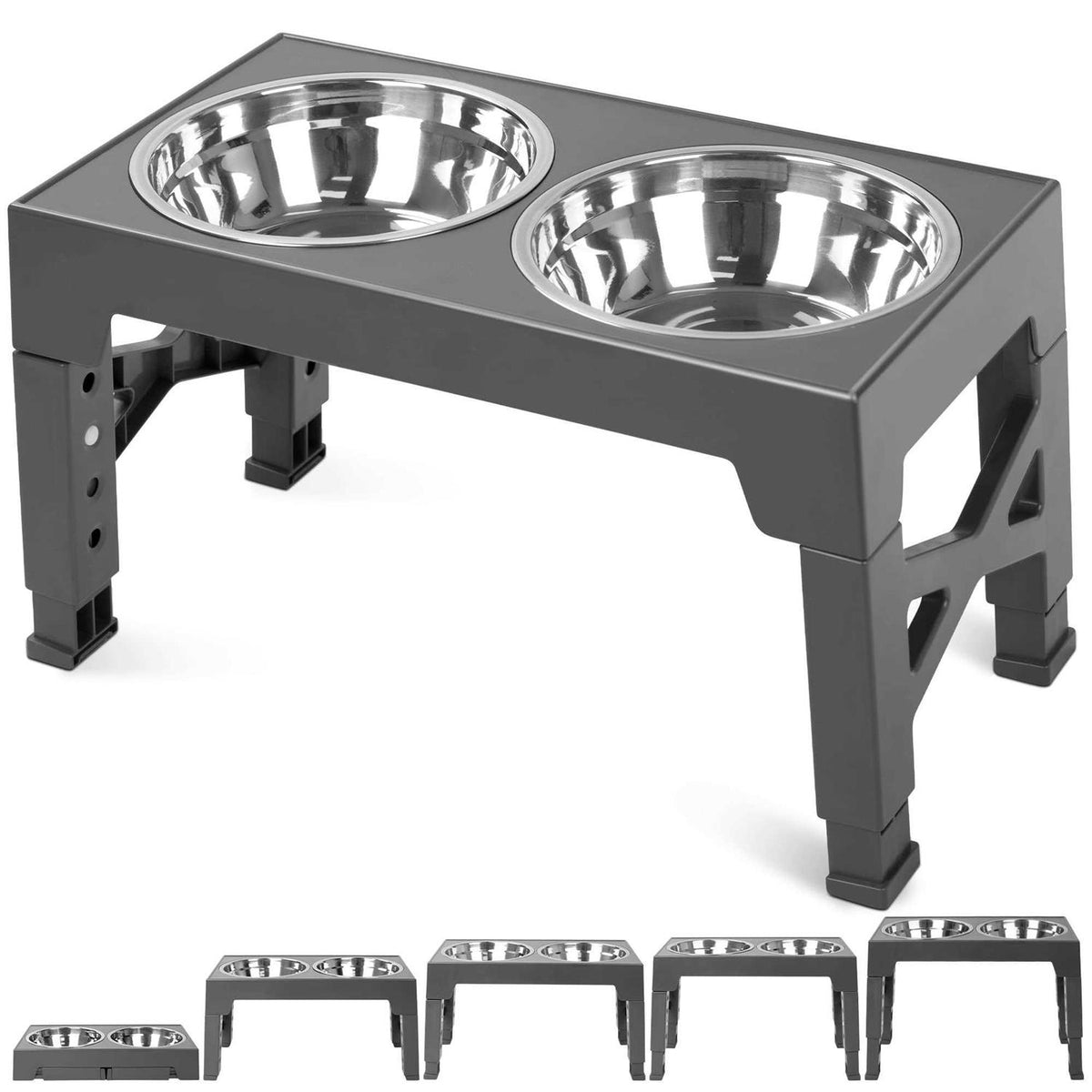 Elevated Dog Bowls with 2 Stainless Steel Bowls N1855