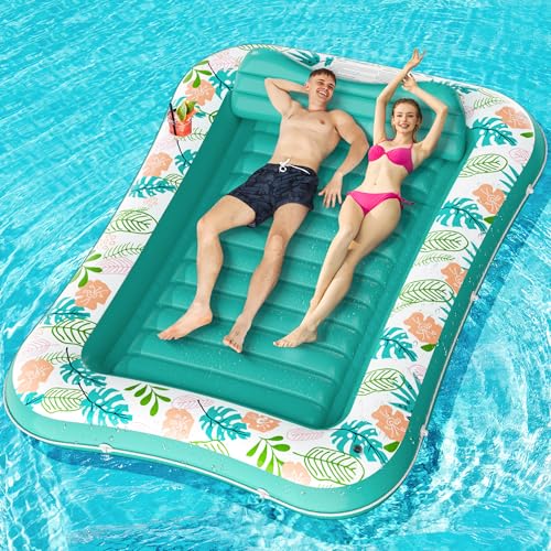 Inflatable Tanning Pool Lounger Float with Pillow & Cup Holder R270140