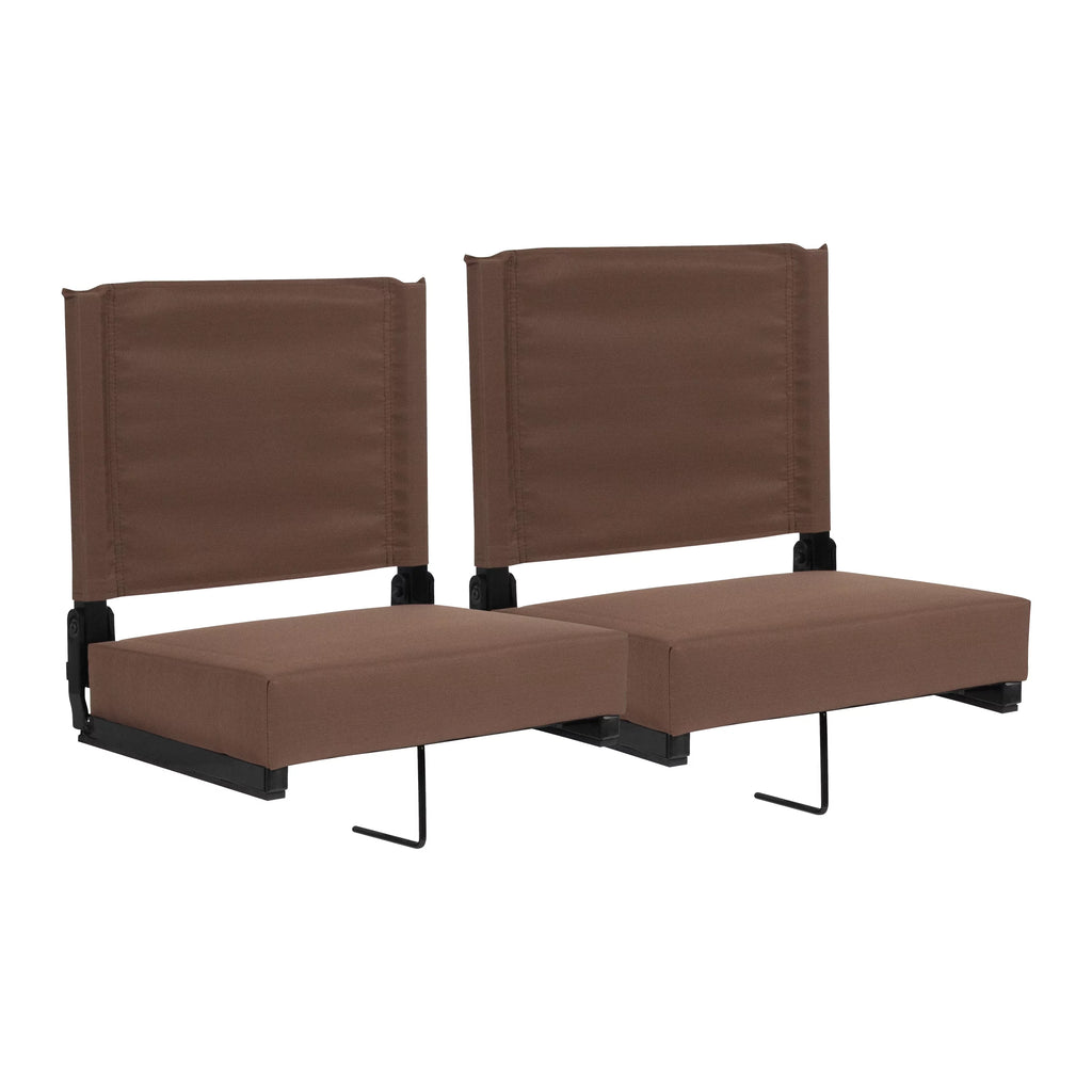 Set of 2 500 lb. Rated Lightweight Stadium Chair with Ultra-Padded Seat, Brown H550722