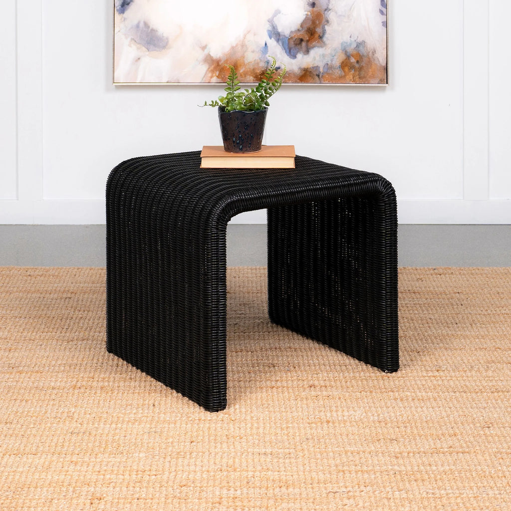 Black Woven Rattan Square End Table R65163
