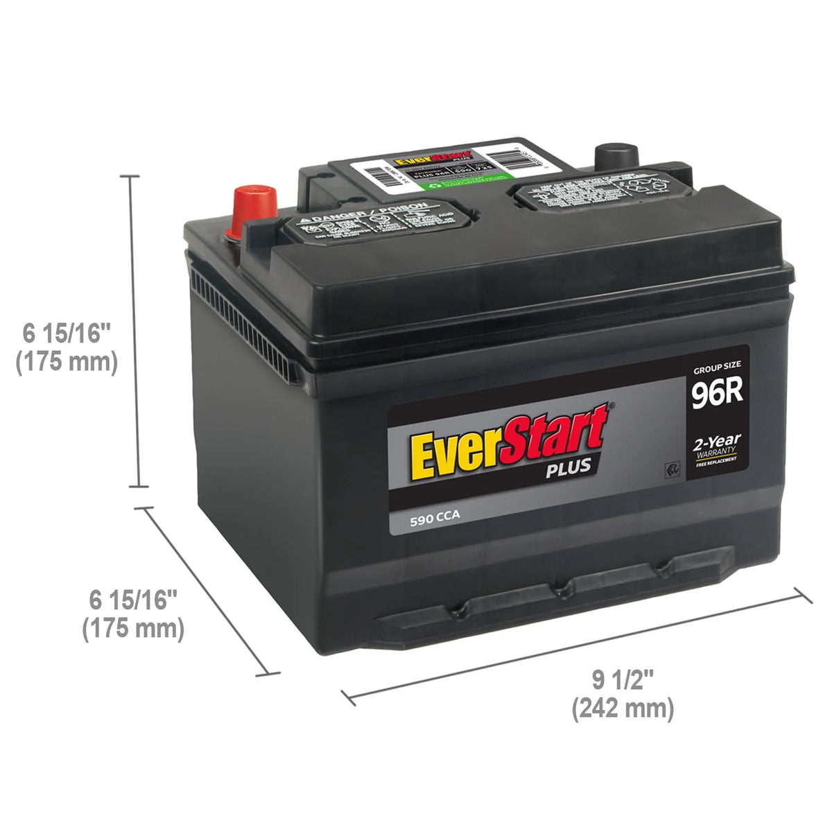 Lead Acid Automotive Battery Group Size 96R 12 Volt 590 CCA H472