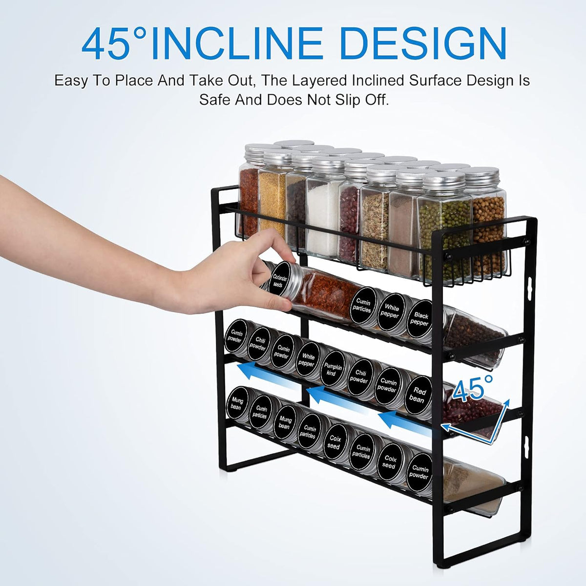 4 Tier Spice Rack with Hooks I59801