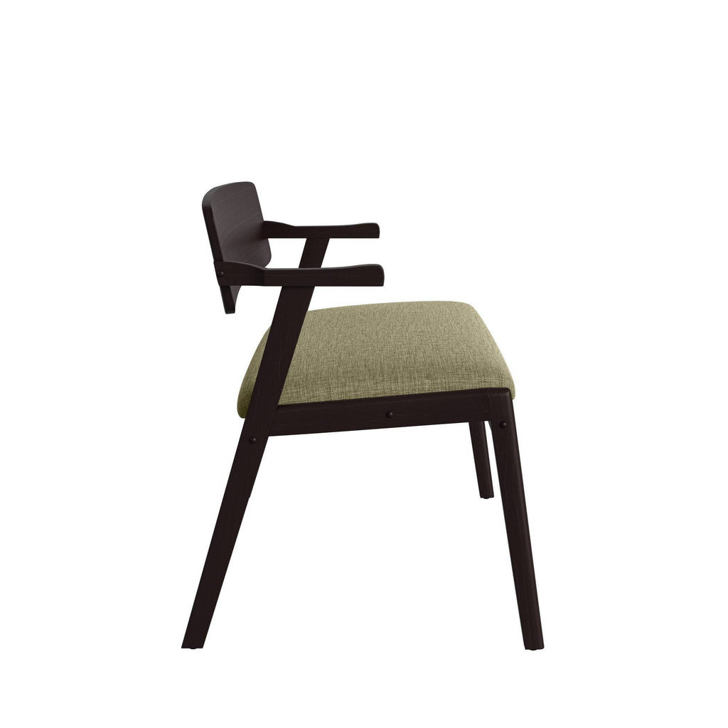 Tan Arm Dining Bench with Espresso Wood Back L662575