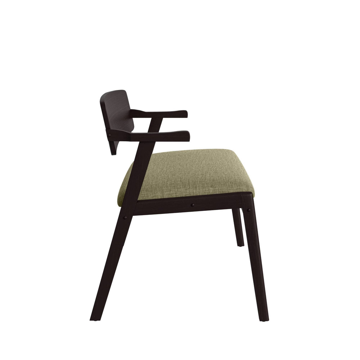 Tan Arm Dining Bench with Espresso Wood Back L662575