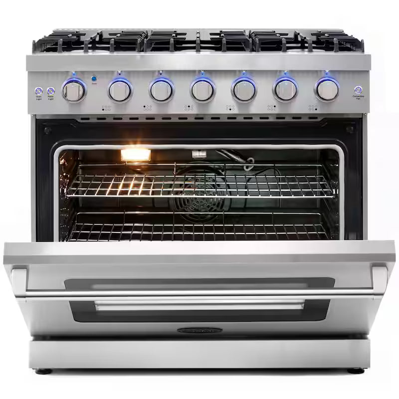 36 in. 6.0 cu. ft. Gas Range with Convection Oven in Stainless Steel W398121