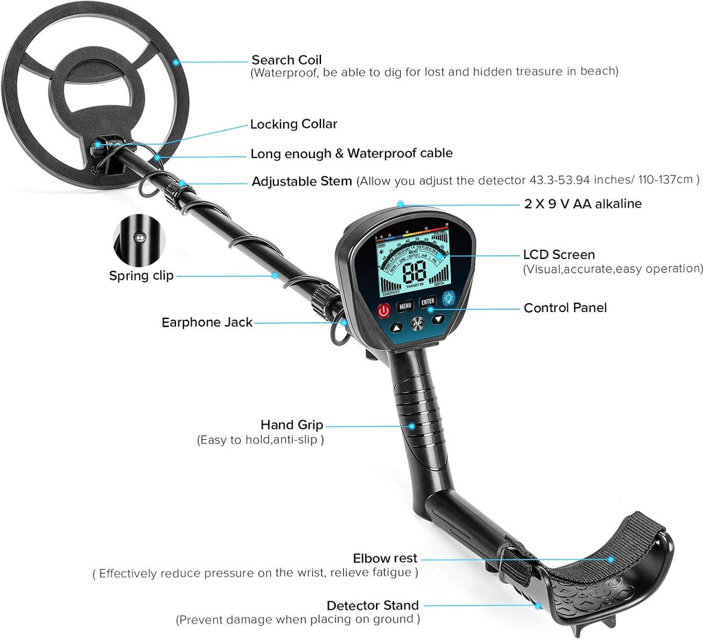 Metal Detector with 10 Waterproof Search Coil P630