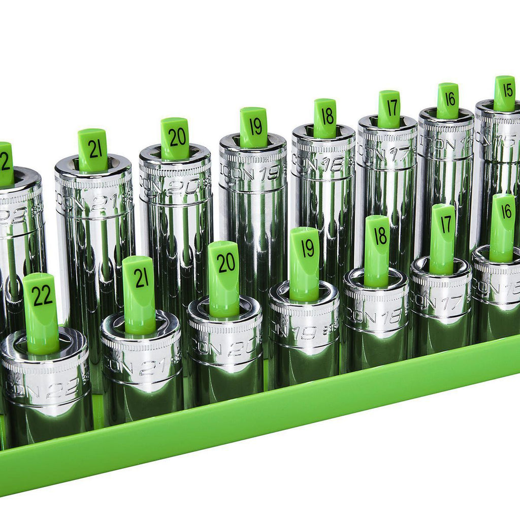 3 Piece Green Metric Socket Tray N8665