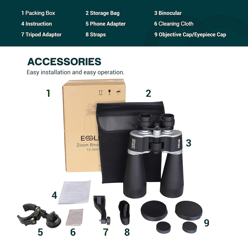 13-39X70 Zoom Binoculars with Tripod Adapter and Case E787543
