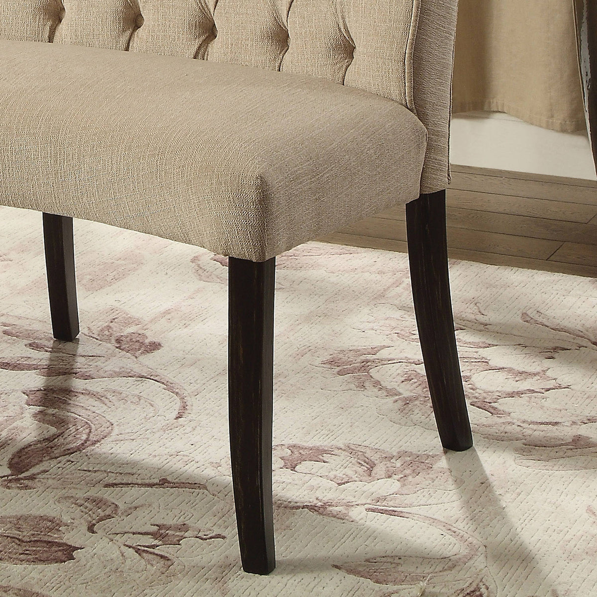 Ivory Button Tufted Loveseat Bench S31916