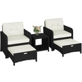 5 Piece PE Wicker Patio Conversation Set with Cushions R250436